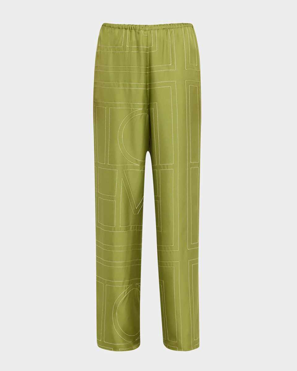 Monogram Silk Pajama Bottoms